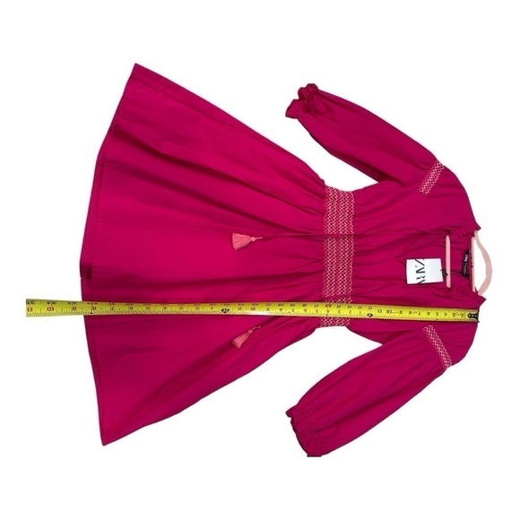 ZARA POPLIN DRESS WITH CONTRAST ELASTIC TRIM pink size XS NWT - Picture 7 of 11